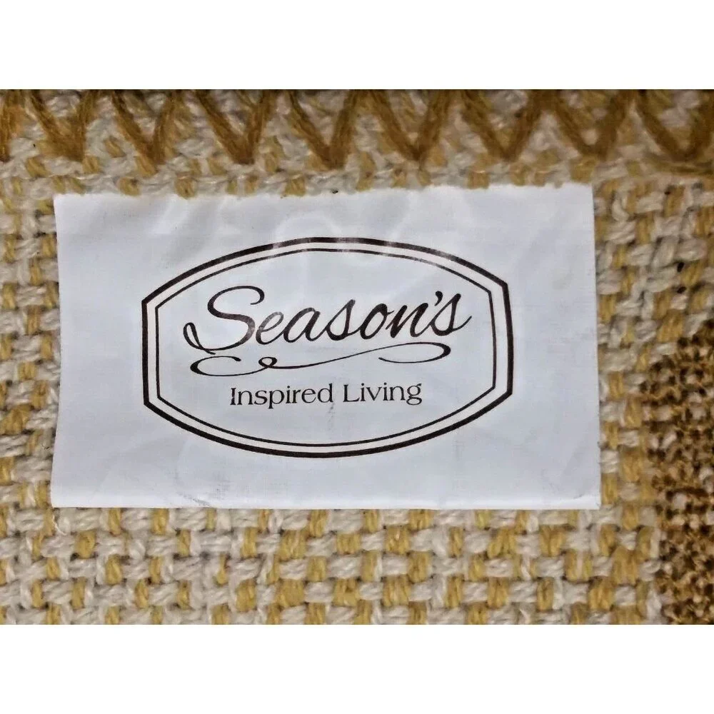 Blessed Table Runner Fall Thanksgiving High End beige brown tweed-like 14.5X73